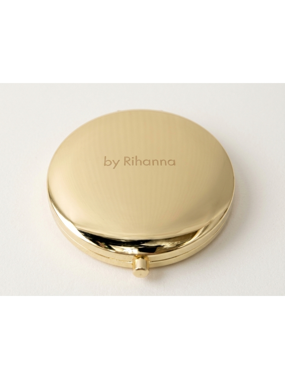 Rihanna Gold Tone Pocket Mirror Small Round Compact 2-Sided Makeup Beauty Mirror